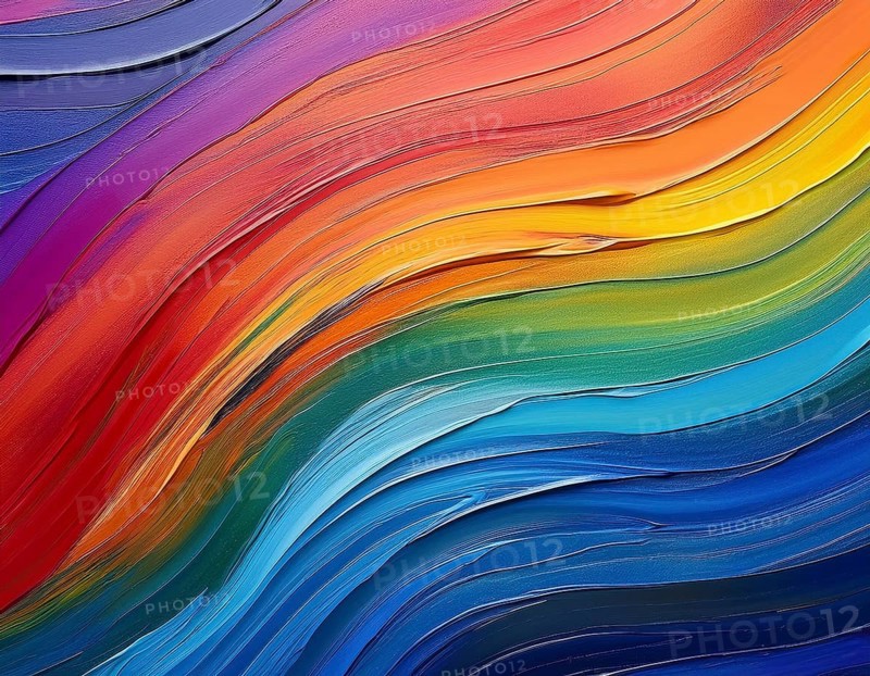 Vibrant rainbow brush strokes create abstract artistic background, blending vivid hues into modern expressive design for inspiration, AI generated