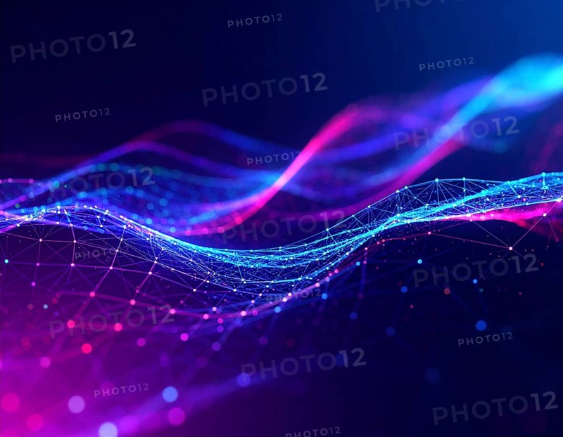 Neural network glowing brain wall art poster, abstract digital connections symbolizing intelligence, learning, and futuristic design, AI generated