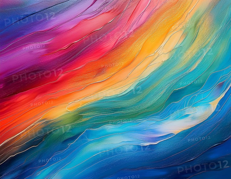 Vibrant rainbow brush strokes create abstract artistic background, blending vivid hues into modern expressive design for inspiration, AI generated