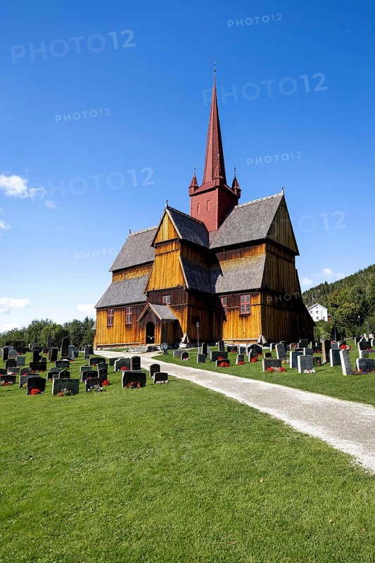 Stave church or Stavkyrkje, Ringebu, Gudbrandsdalen or Gudbrandsdalen, Fylke Oppland, Norway