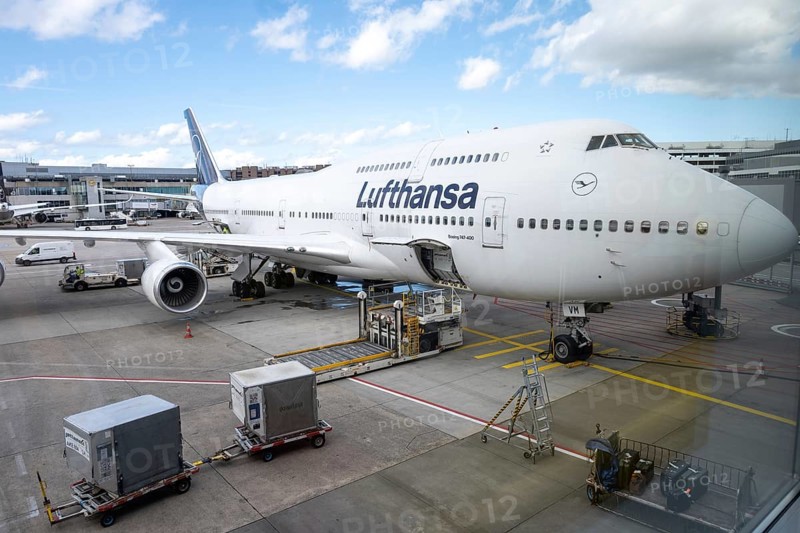 Lufthansa Boeing 747-400 jumbo jet at Frankfurt Airport, Germany