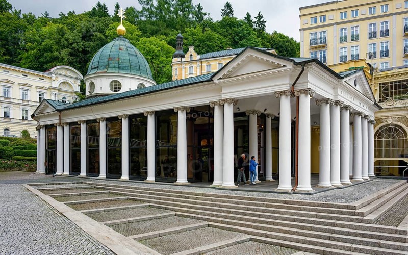 Pavilion of the Cross Spring, healing spring, spa park, spa in the Imperial Forest, health, Mariánské Lázne, Mariánské Lázne, Czech Republic, Czech Republic