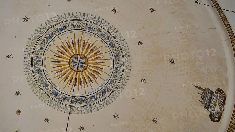 Artistic fresco of a star on a mosque dome, Ibrahim Pasha Mosque, Old Town, Turkish Quarter, Rhodes Town, Rhodes, Dodecanese, Greek Islands, Greece