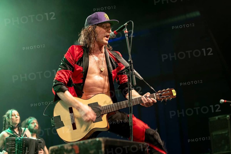 Eugene Hütz, singer and guitarist, Gogol Bordello, folk-punk band, USA, live on Fall 2025 European Tour at Huxleys Neue Welt in Berlin on 19 September 2025 < english> Eugene Hütz, singer and guitarist, folk-punk band, live on Fall 2025 European Tour at Huxleys Neue Welt in Berlin on September 19, 2025