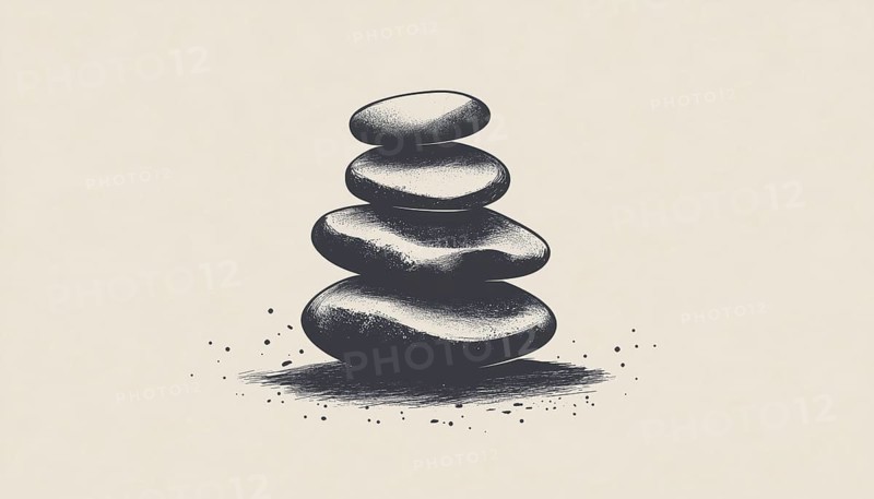 Vintage Hipster Logo Featuring Zen Stones - A Design That Brings Together The Elements Of Zen, Stones, And Hipster Aesthetics, AI generated