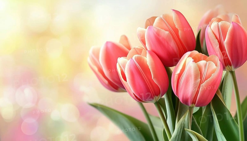 International Women'S Day: Celebrate 8 March With Lifelike Tulips For Posters, Brochures, Booklets, Promotional Materials, And Websites, AI generated