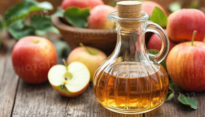 Fresh Apples And Apple Cider Vinegar In A Glass Bottle - A Perfect Combination For A Healthy Lifestyle And Delicious Recipes!, AI generated
