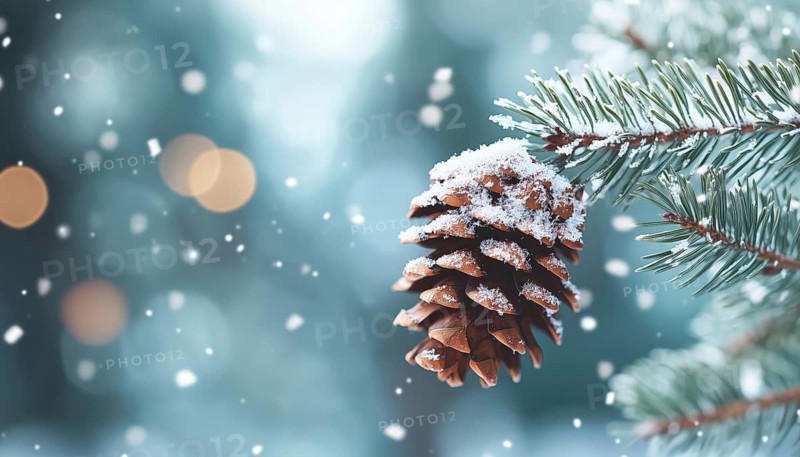 Festive Fir Branch Adorned With Pine Cone And Snowflakes For A Stunning Christmas Holiday Decoration. Celebrate The Season With Nature'S Beauty, AI generated