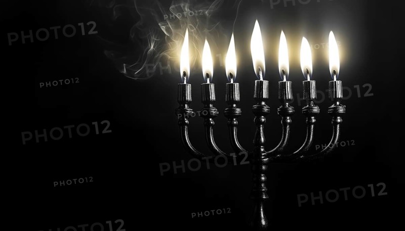 Black Hanukkah Menorah: A Powerful Religious Symbol Of Judaism, Perfect For Celebrating The Festival Of Lights. Illuminate Your Home With Tradition, AI generated