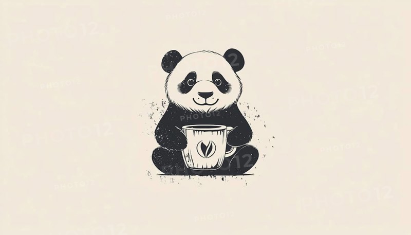 Vintage Hipster Retro Panda Coffee Mug With Logo - A Unique And Stylish Addition To Your Collection Of Drinkware, AI generated