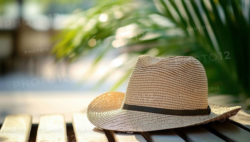 Trendy Straw Hat Showcasing Sun Shielding Capabilities With Style. Made To Provide Protection From The Sun'S Harmful Rays. A Fashionable Accessory, AI generated