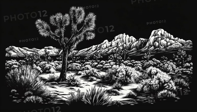 Exclusive Collection Of Joshua Tree National Park Mono Apparel And Merchandise Including Badges, Patches, T-Shirts, Stickers, And More! Perfect For Souvenirs, AI generated