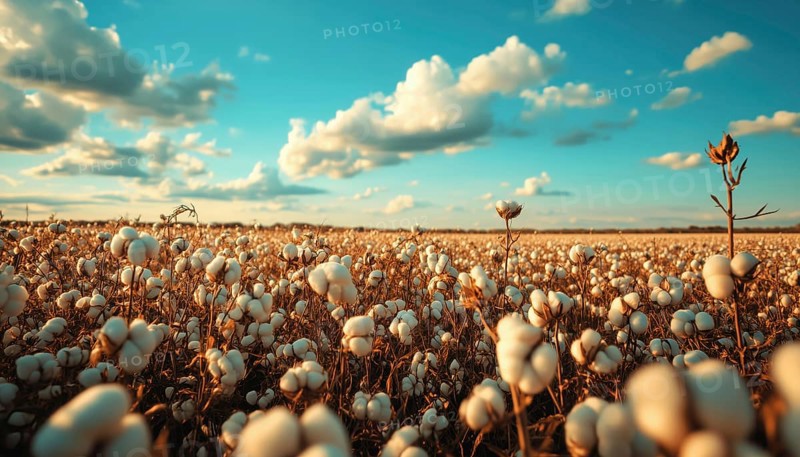 Agriculture: Cotton Fields Prepared For Harvesting, Ready To Be Processed And Yield Profits For Farmers In The Upcoming Season, AI generated