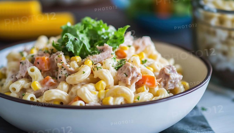Delicious Homemade Macaroni Salad With Trivelle Pasta, Tuna, Vegetables, And Creamy Dressing: A Perfect Summer Side Dish For Any Meal, AI generated