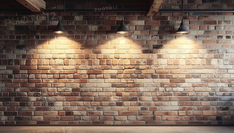 Vintage Interior Room Featuring Rustic Brick Wall And Three Classic Light Fixtures. Classic Charm And Timeless Elegance In A Cozy Space, AI generated