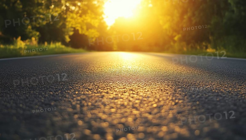 Sunny Skies And Paved Pathways: A Bright Day On The Road With The Sun Shining Down On The Hot Asphalt Surface, AI generated