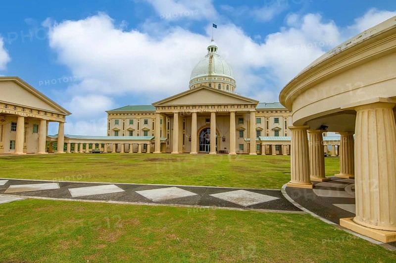 Capitol of the Republic of Palau, seat of Olbiil Era Kelulau Government of Palau and Supreme Court, architecturally modelled on the USA Capitol in Washington in neoclassical architecture, Ngerulmud, Melekeok, Babeldaob Island, Republic of Palau