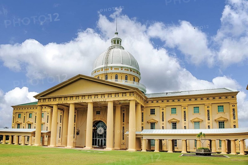 Capitol of the Republic of Palau, seat of Olbiil Era Kelulau Government of Palau and Supreme Court, architecturally modelled on the USA Capitol in Washington in neoclassical architecture, Ngerulmud, Melekeok, Babeldaob Island, Republic of Palau