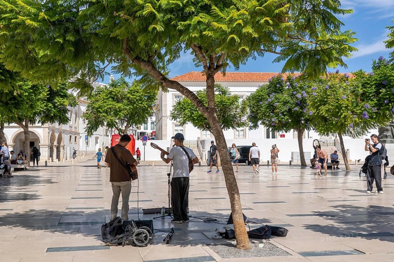 The historic centre of Lagos, Praça Infante D. Henrique square, at the Igreja de Santa Maria de Lagos church, in the west of the Algarve, Portugal