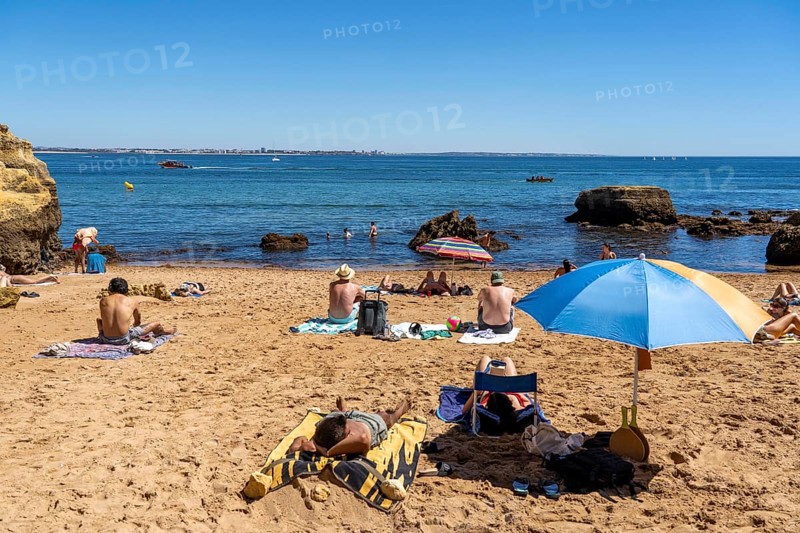 Beaches on the rocky coast of Ponta da Piedade, rugged coastal landscape, right next to Lagos town centre, in the west of the Algarve, Portugal