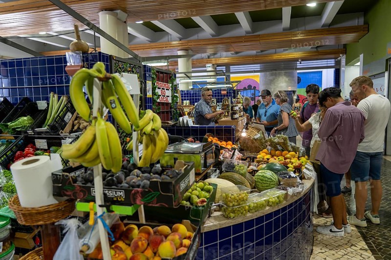 The central market, market hall, Mercado Municipal de Lagos, on three floors, offering all kinds of food, fruit and vegetables, of Lagos, in the west of the Algarve, Portugal