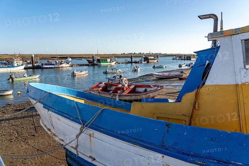 The fishing village of Santa Luzia, fishing boats, Algarve, Portugal