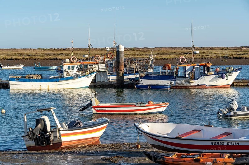 The fishing village of Santa Luzia, fishing boats, Algarve, Portugal
