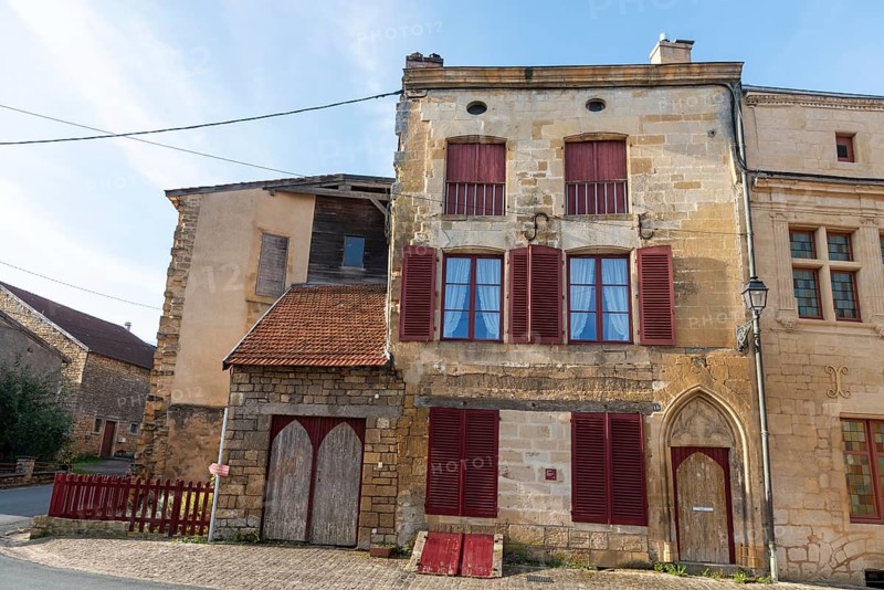 House of Chevalier Michel, historic building, yellow sandstone, Marville, Renaissance village, Département Meuse, Grand Est, France