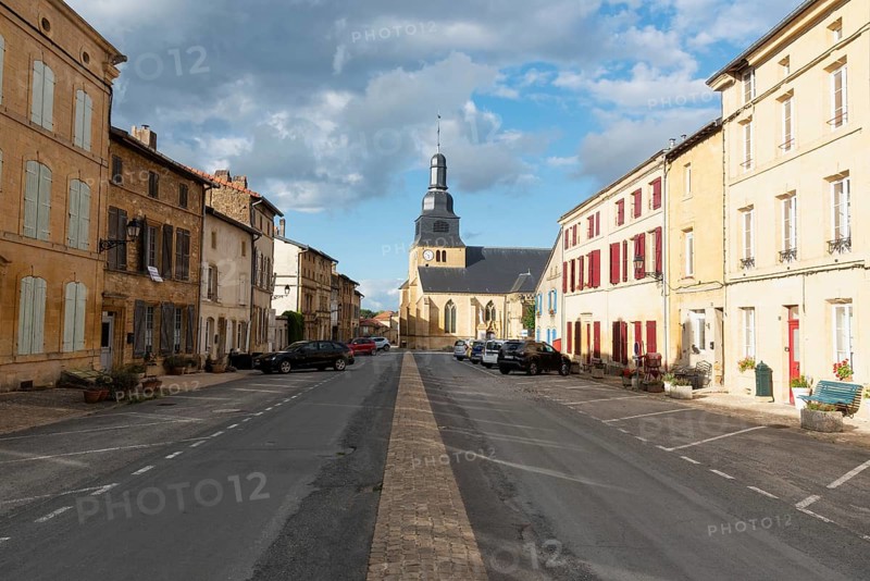 Church of Saint-Nicolas, main street, Marville, Renaissance village, Département Meuse, Grand Est, France