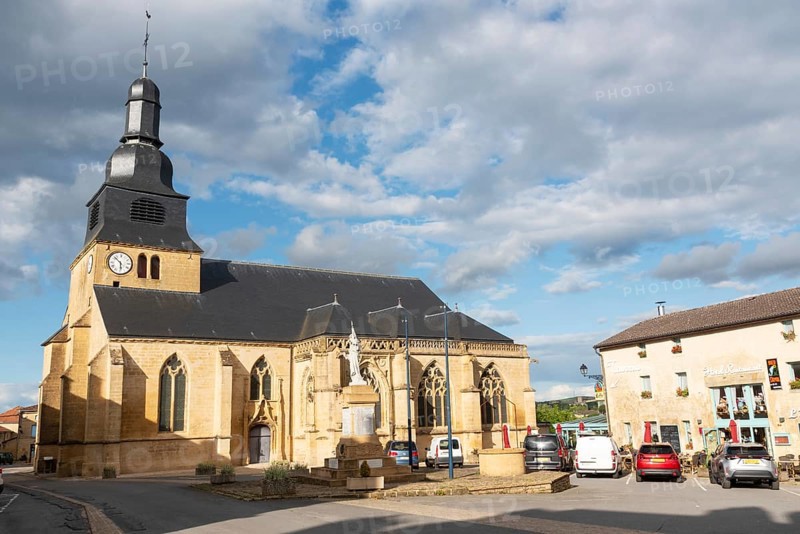 Church of Saint-Nicolas, village square, Marville, Renaissance village, Département Meuse, Grand Est, France