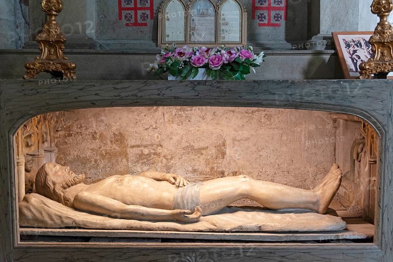 Chapel of the Holy Sepulchre, figure of Christ, Saint-Nicolas Church, Marville, Renaissance village, Département Meuse, Grand Est, France