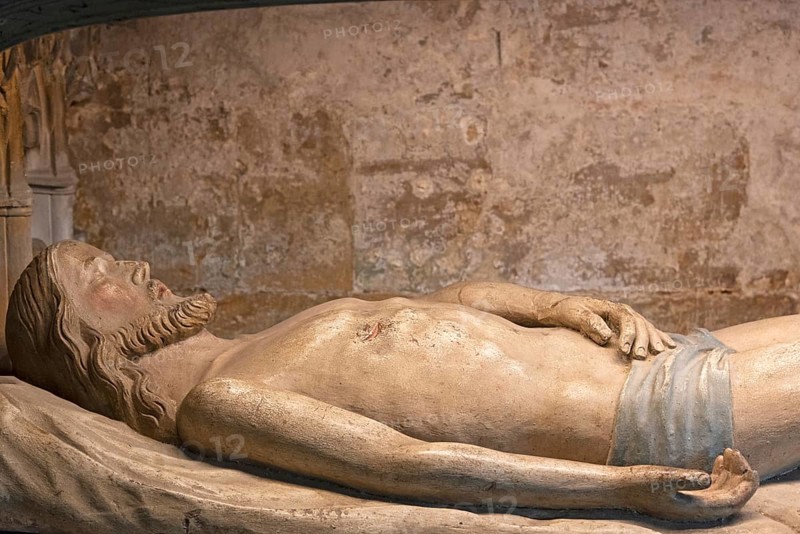 Chapel of the Holy Sepulchre, figure of Christ, Saint-Nicolas Church, Marville, Renaissance village, Département Meuse, Grand Est, France
