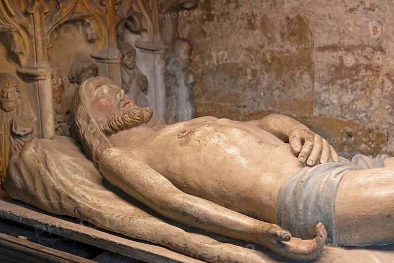 Chapel of the Holy Sepulchre, figure of Christ, Saint-Nicolas Church, Marville, Renaissance village, Département Meuse, Grand Est, France
