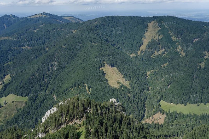 Mountain panorama seen from the Laber, Ammergau Alps, Ammergau, Oberammergau, mountains, Alps, Bavaria, Upper Bavaria, Garmisch-Partenkirchen, Germany