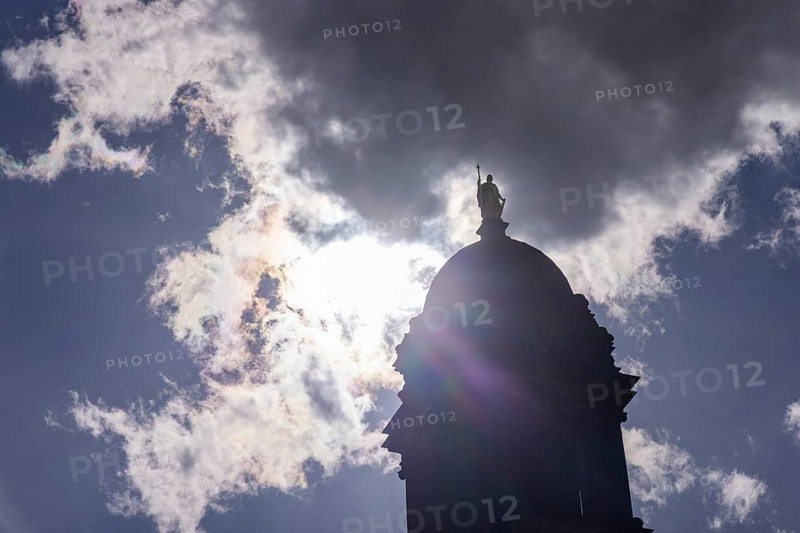 Ständehaus with Athena against the light, Dresden, Saxony, Germany