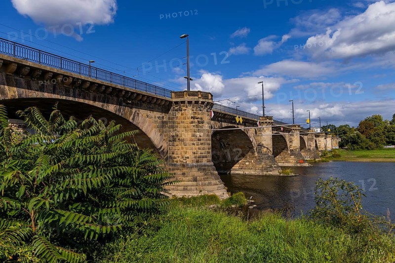 Marienbrücken in Dresden, an important transport link between the old town and the new town. Two bridges were built for this purpose, a railway bridge and a road bridge, Dresden, Saxony, Germany