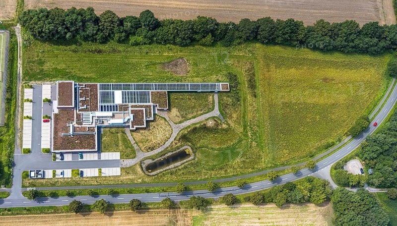 Aerial view, shooting centre Unna-Hamm in Overberge, Bergkamen, Ruhr area, North Rhine-Westphalia, Germany, DE, Europe, shapes and colours, aerial view, aerial photography, aerial photography, sports facility, overview, bird's-eye view, overview