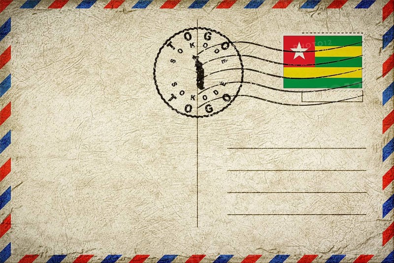 Togo Sokode Vintage Air Mail Envelope with Flag and Postmark