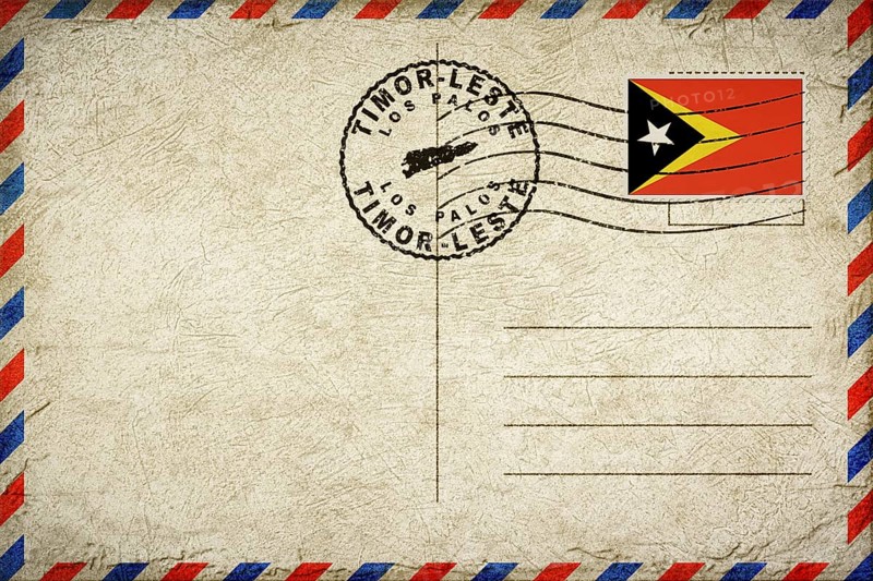 East Timor Los Palos Vintage Air Mail Envelope with Flag and Postmark