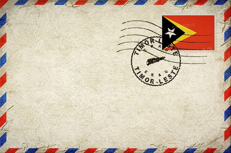 East Timor Erau Vintage Air Mail Envelope with Flag and Postmark