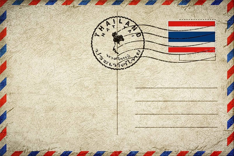 Thailand Hat Yai Vintage Air Mail Envelope with Flag and Postmark