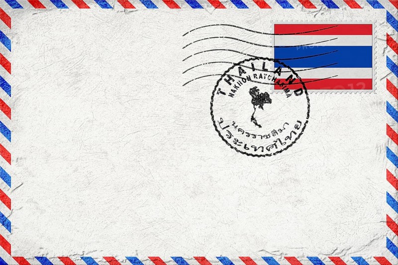 Thailand Nakhon Ratchasima Vintage Air Mail Envelope with Flag and Postmark