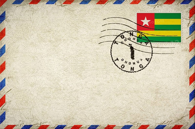 Togo Ohonua Vintage Air Mail Envelope with Flag and Postmark