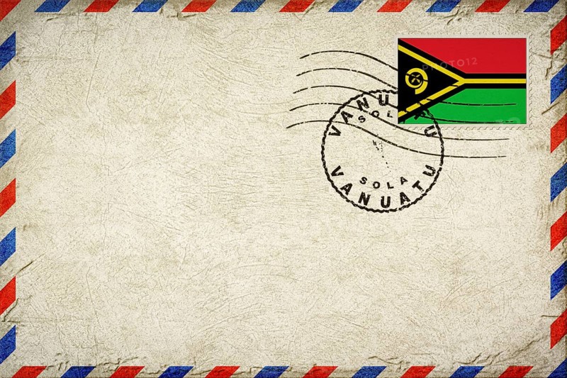 Vanuatu Sola Vintage Air Mail Envelope with Flag and Postmark