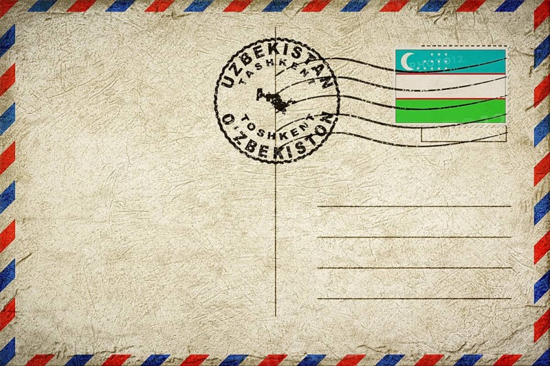 Uzbekistan Tashkent Vintage Air Mail Envelope with Flag and Postmark