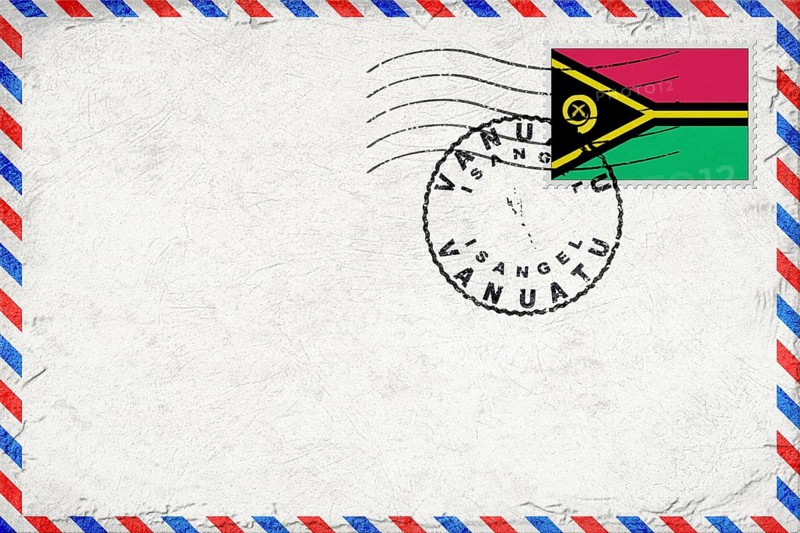 Vanuatu Isangel Vintage Air Mail Envelope with Flag and Postmark
