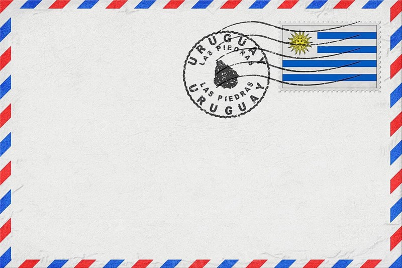 Uruguay Las Piedras Vintage Air Mail Envelope with Flag and Postmark