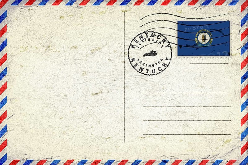 Kentucky Lexington Vintage Air Mail Envelope with Flag and Postmark