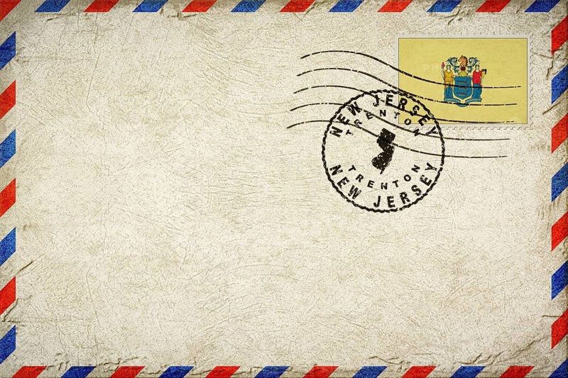 New Jersey Trenton Vintage Air Mail Envelope with Flag and Postmark