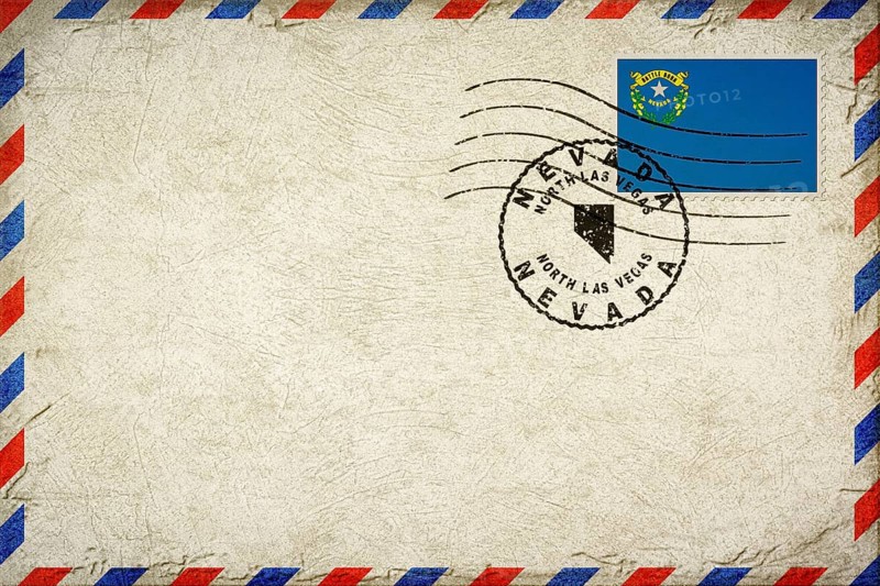 Nevada North Las Vegas Vintage Air Mail Envelope with Flag and Postmark